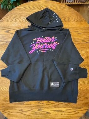 Champion Black Pullover with White Logo Patch